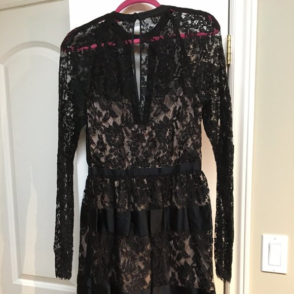 Floral French lace and silk dress, black, size US8, NWT - Picture 7 of 9